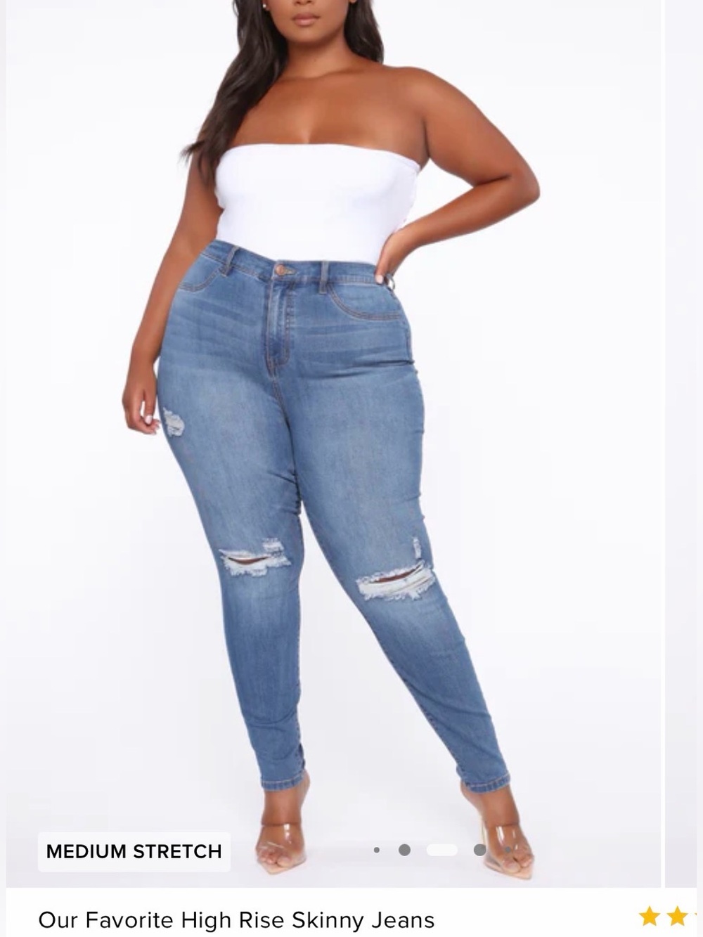 Fashion Nova Medium Wash High-Rise Ripped Skinny Jeans - Blue - Picture 2 of 7